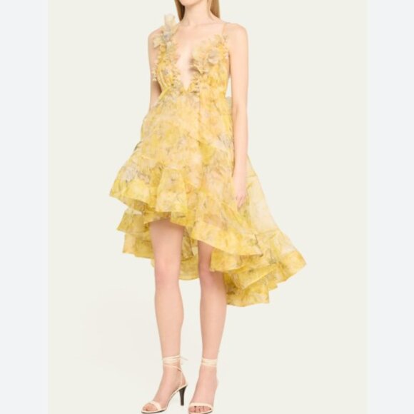 NWT Authentic Zimmerman Asymmetrical Harmony Peony Floral Dress SZ 1  US 6 - Picture 2 of 15